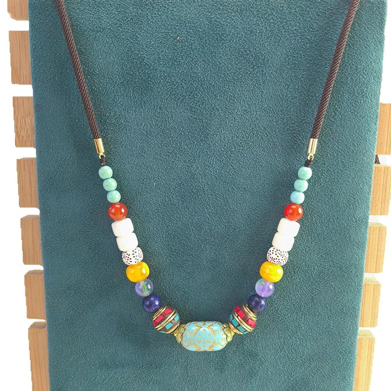 Collana con Buddha Stones, perline di turchese tibetane fatte a mano, equilibrio