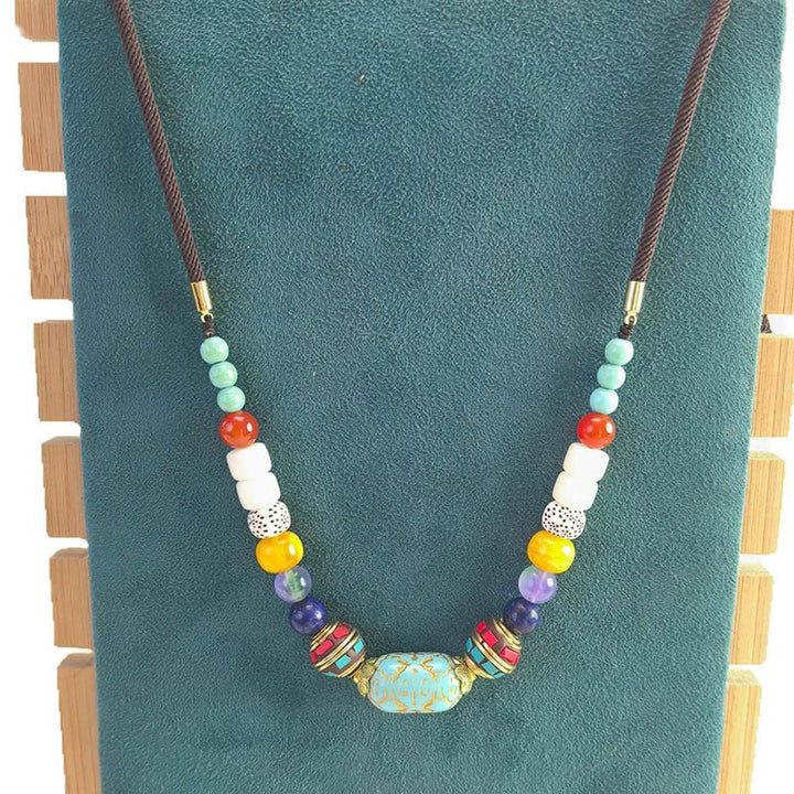 Collana con Buddha Stones, perline di turchese tibetane fatte a mano, equilibrio