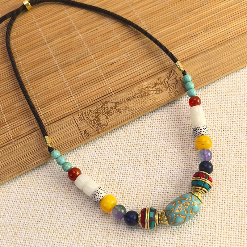 Collana con Buddha Stones, perline di turchese tibetane fatte a mano, equilibrio