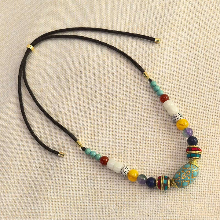 Collana con Buddha Stones, perline di turchese tibetane fatte a mano, equilibrio