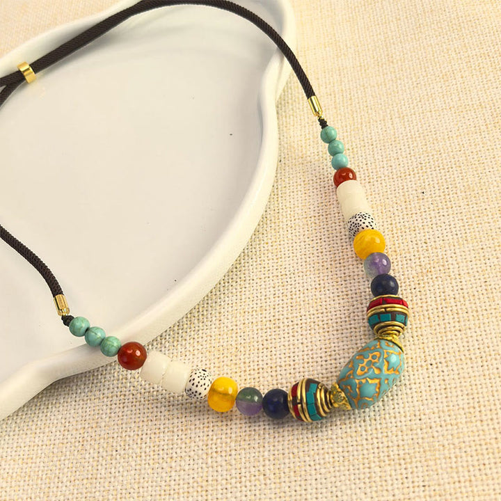 Collana con Buddha Stones, perline di turchese tibetane fatte a mano, equilibrio
