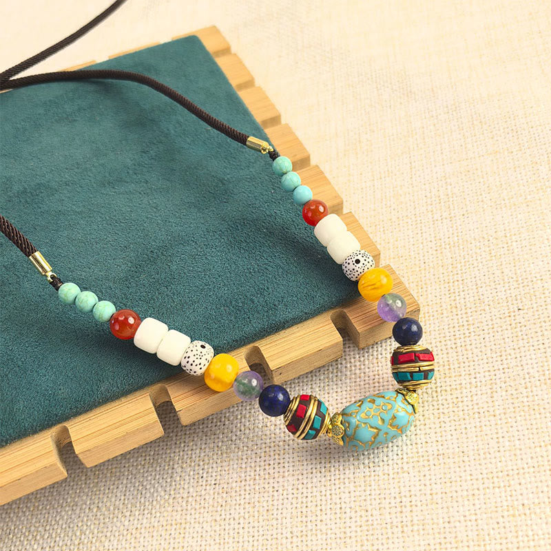 Collana con Buddha Stones, perline di turchese tibetane fatte a mano, equilibrio