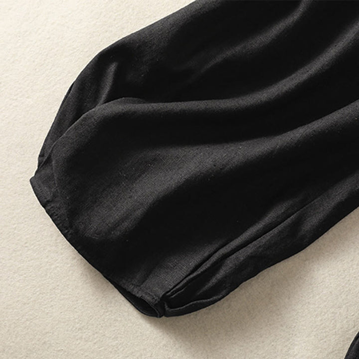 Pantaloni harem da donna in cotone e lino con ricamo Buddha Stones, lunghezza 7-8, con tasche - image 34