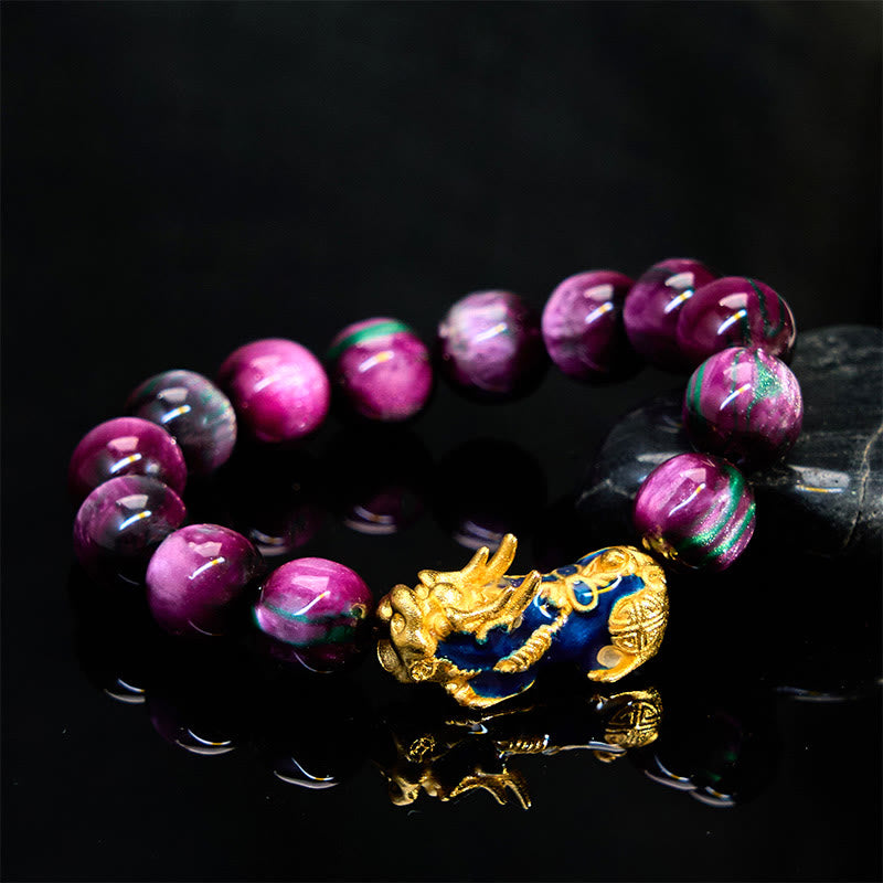 Braccialetto di guarigione positiva PiXiu con salice marino colorato Buddha Stones che cambia colore