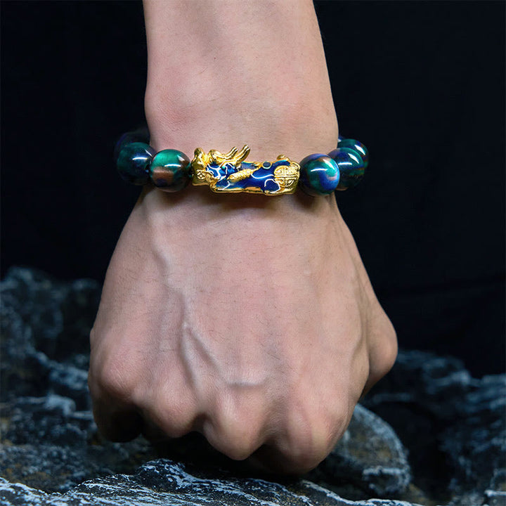 Braccialetto di guarigione positiva PiXiu con salice marino colorato Buddha Stones che cambia colore