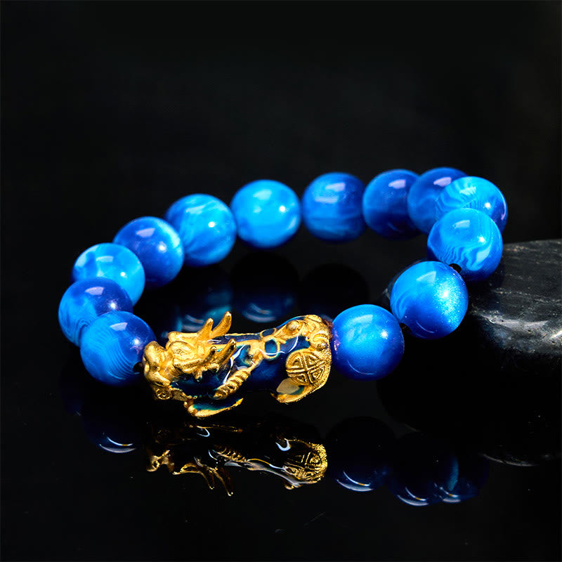 Braccialetto di guarigione positiva PiXiu con salice marino colorato Buddha Stones che cambia colore