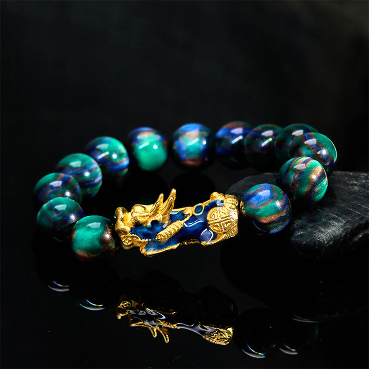 Braccialetto di guarigione positiva PiXiu con salice marino colorato Buddha Stones che cambia colore