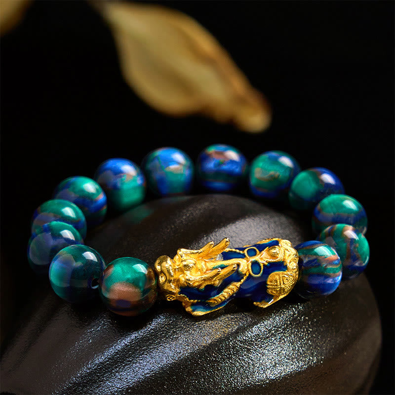 Braccialetto di guarigione positiva PiXiu con salice marino colorato Buddha Stones che cambia colore