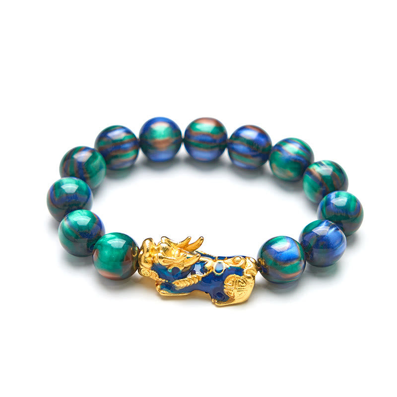 Braccialetto di guarigione positiva PiXiu con salice marino colorato Buddha Stones che cambia colore