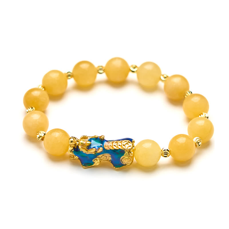 Braccialetto della ricchezza PiXiu con topazio naturale Buddha Stones e cambio di colore