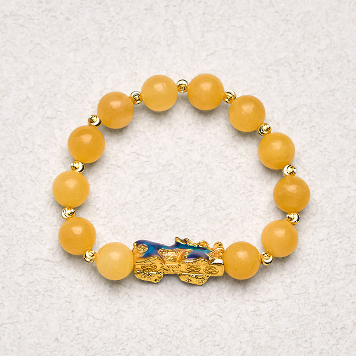 Braccialetto della ricchezza PiXiu con topazio naturale Buddha Stones e cambio di colore