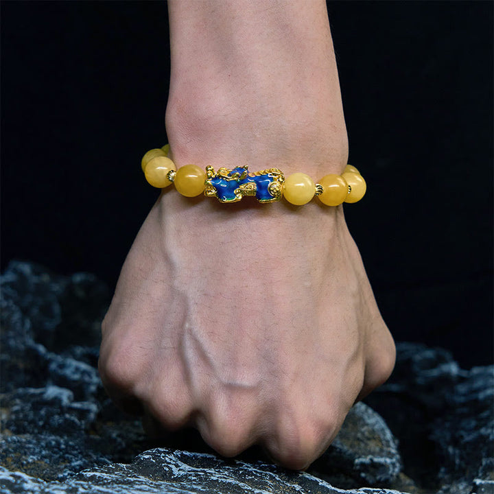 Braccialetto della ricchezza PiXiu con topazio naturale Buddha Stones e cambio di colore