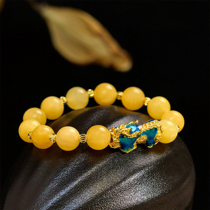 Braccialetto della ricchezza PiXiu con topazio naturale Buddha Stones e cambio di colore