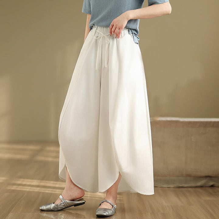 Pantaloni da donna con tasche e lacci, stile vintage estivo, a gamba larga, con spacchi, Buddha Stones - Bianco - US8-10, UK/AU12-14, EU40-42 (2XL) - image 7