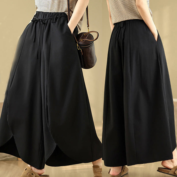 Pantaloni da donna con tasche e lacci, stile vintage estivo, a gamba larga, con spacchi, Buddha Stones - image 6