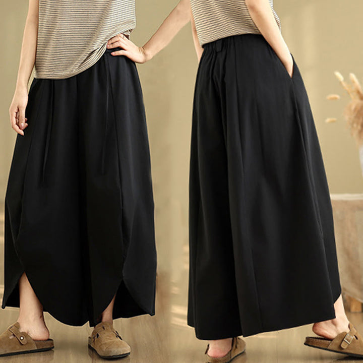 Pantaloni da donna con tasche e lacci, stile vintage estivo, a gamba larga, con spacchi, Buddha Stones - image 5