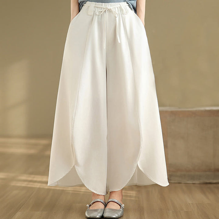 Pantaloni da donna con tasche e lacci, stile vintage estivo, a gamba larga, con spacchi, Buddha Stones - image 9