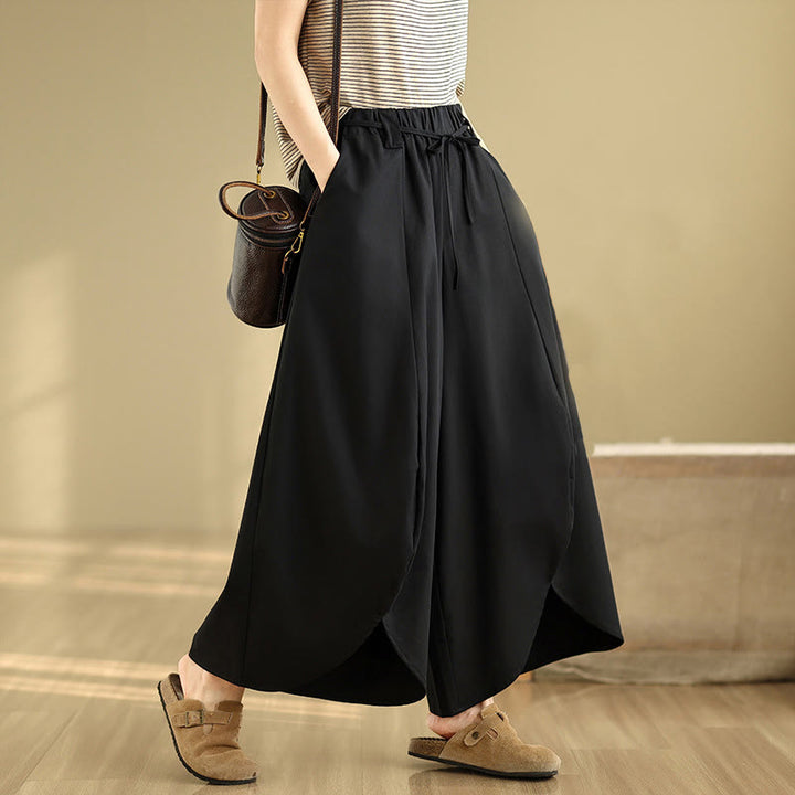 Pantaloni da donna con tasche e lacci, stile vintage estivo, a gamba larga, con spacchi, Buddha Stones - image 1
