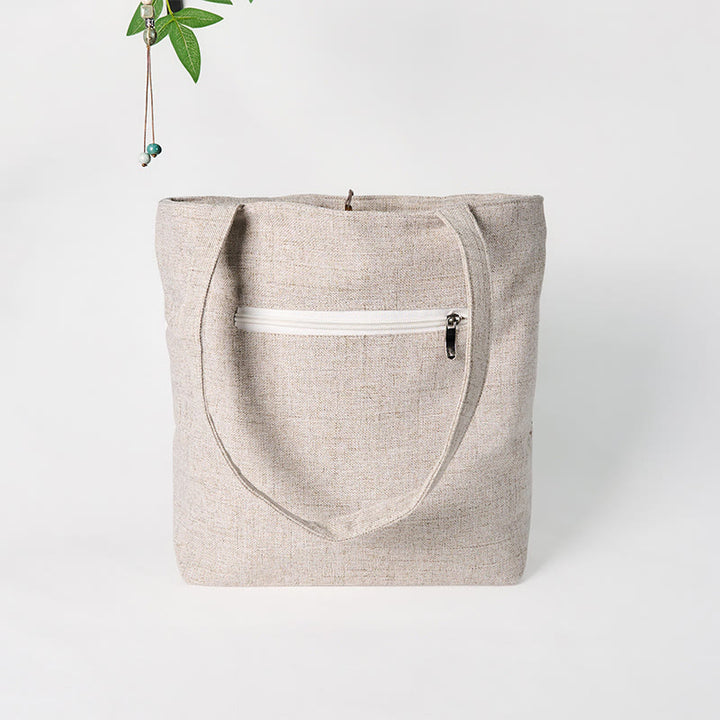 Borsa a tracolla in tela di poliestere con ricamo Buddha Stones Magnolia