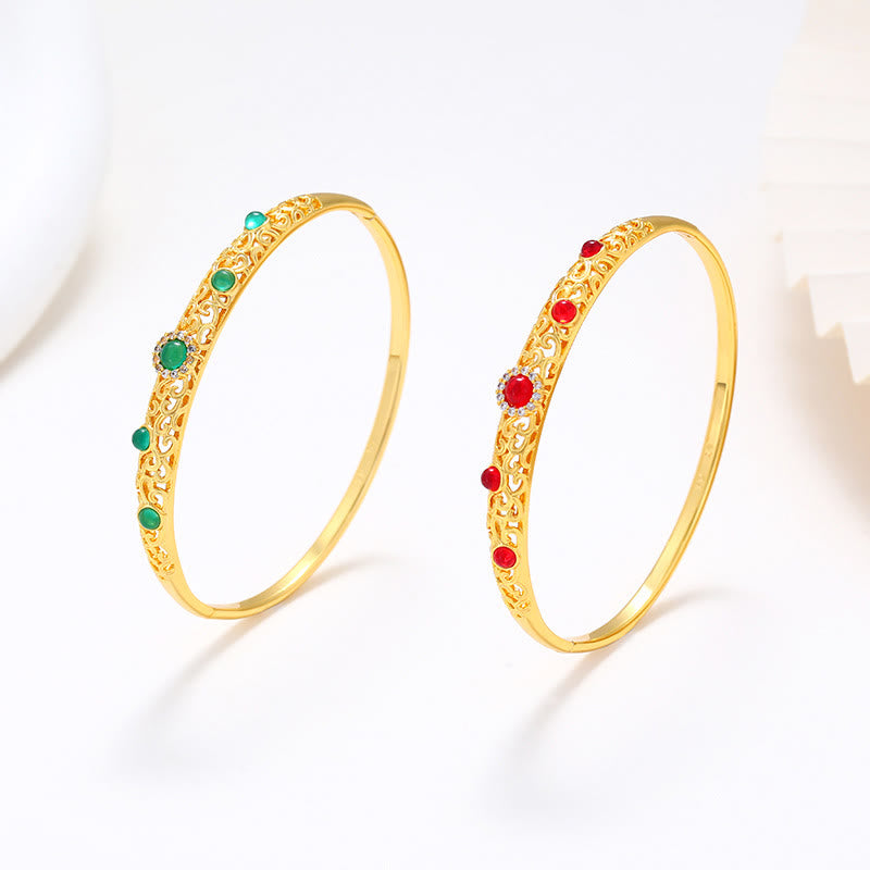 Braccialetto portafortuna in lega di zirconi con design a vite Buddha Stones