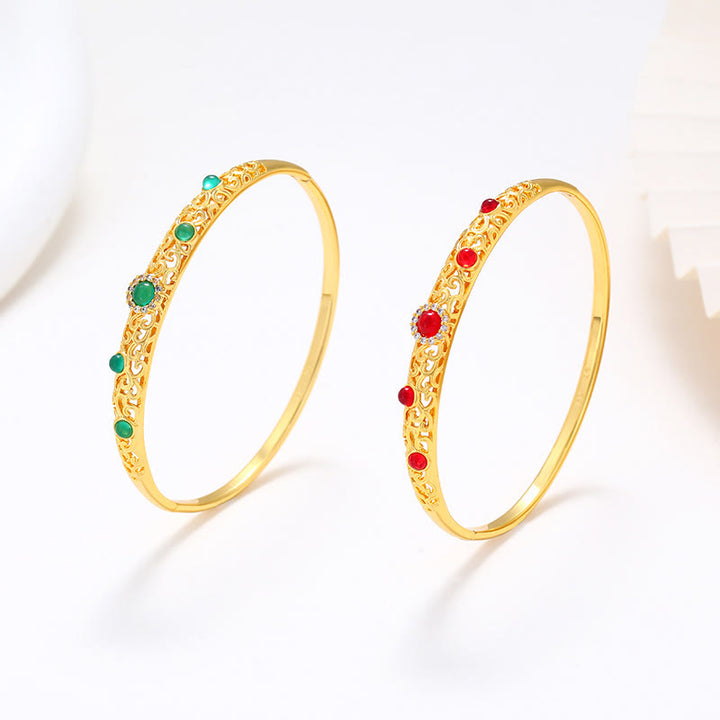 Braccialetto portafortuna in lega di zirconi con design a vite Buddha Stones