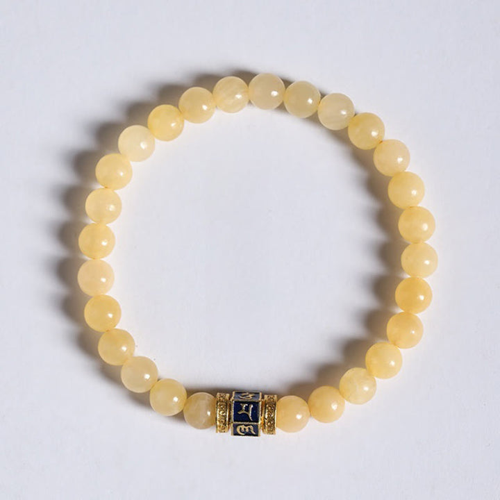 Bracciale della fortuna Buddha Stones e perle di topazio Om Mani Padme Hum