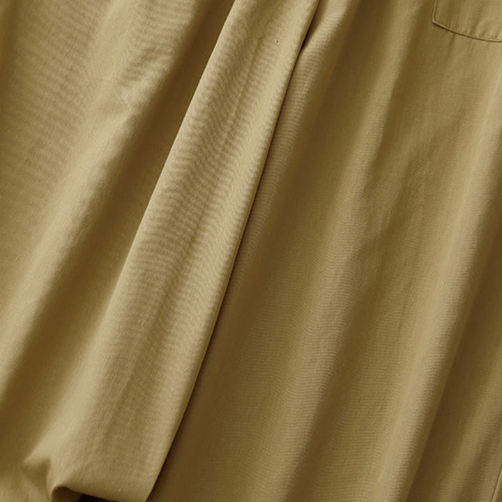 Pantaloni da donna in cotone a gamba larga con tasche, modello Buddha Stones, casual, vintage, tinta unita, con bottoni - image 3