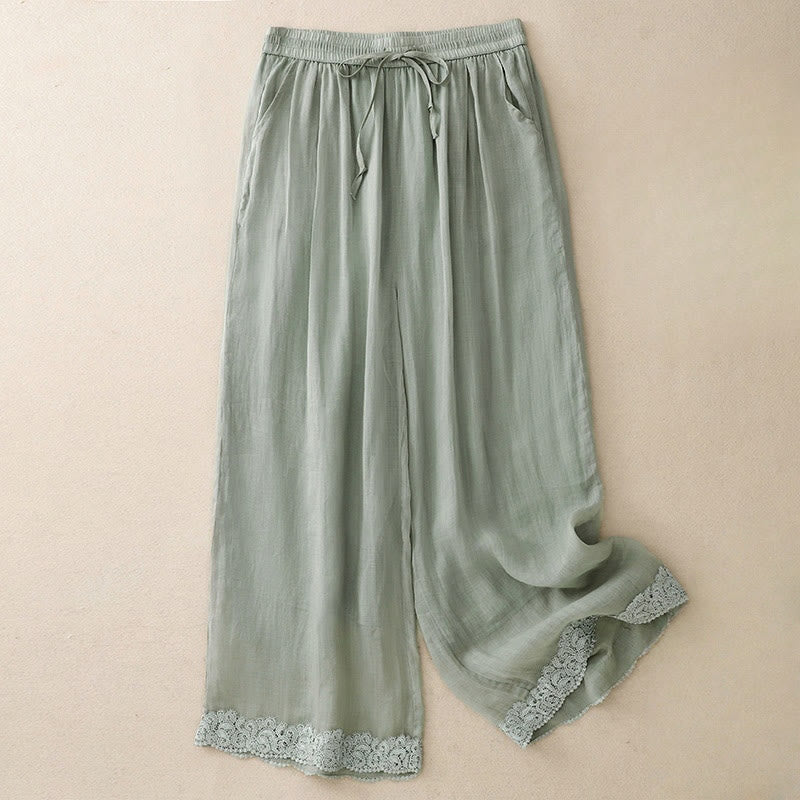 Pantaloni da donna in cotone con elastico in vita, gamba larga, con tasche, modello patchwork, stile casual vintage, con coulisse e Buddha Stones - Acquamarina media - US8-10, UK/AU12-14, EU40-42 (2XL) - image 0