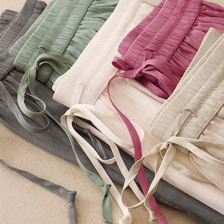Pantaloni da donna in cotone con elastico in vita, gamba larga, con tasche, modello patchwork, stile casual vintage, con coulisse e Buddha Stones - image 21