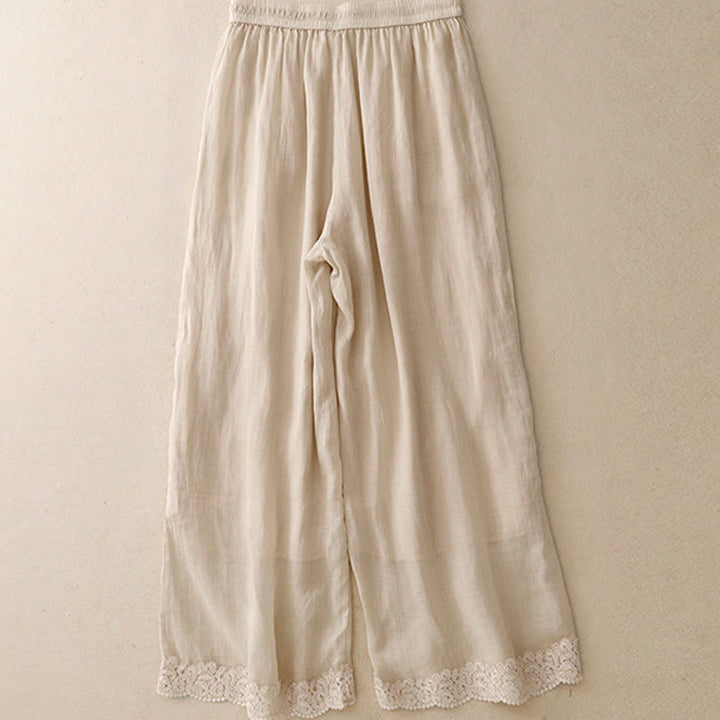 Pantaloni da donna in cotone con elastico in vita, gamba larga, con tasche, modello patchwork, stile casual vintage, con coulisse e Buddha Stones - image 11