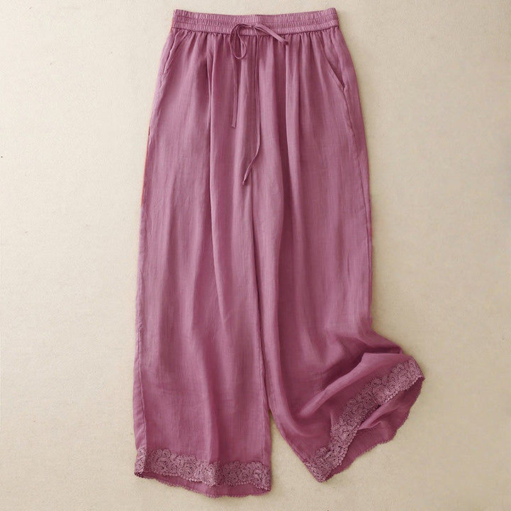 Pantaloni da donna in cotone con elastico in vita, gamba larga, con tasche, modello patchwork, stile casual vintage, con coulisse e Buddha Stones - Rosso viola pallido - US8-10, UK/AU12-14, EU40-42 (2XL) - image 6