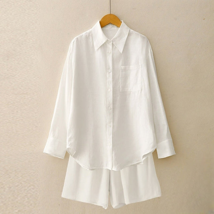 Completo estivo da donna con motivo Buddha Stones, composto da 2 pezzi: maglietta a maniche lunghe, pantaloncini e abbigliamento da meditazione, con tasche. - Bianco - US12, UK/AU16, EU44 (2XL) - image 28