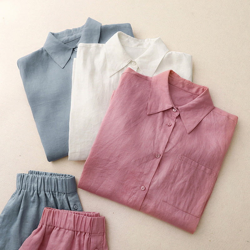 Completo estivo da donna con motivo Buddha Stones, composto da 2 pezzi: maglietta a maniche lunghe, pantaloncini e abbigliamento da meditazione, con tasche. - image 33