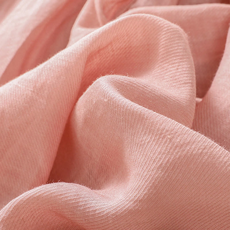 Camicia da donna a maniche a tre quarti in cotone e lino con bottoni, design a volant e stampa Buddha Stones, casual e semplice. - image 29