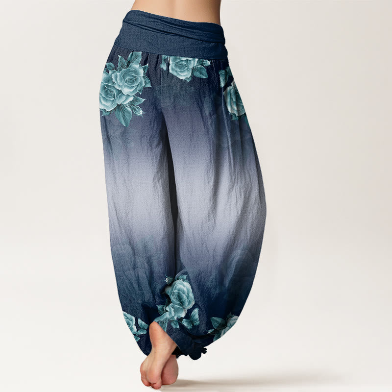 Pantaloni harem da donna con elastico in vita, motivo Buddha Stones e foglie - image 7