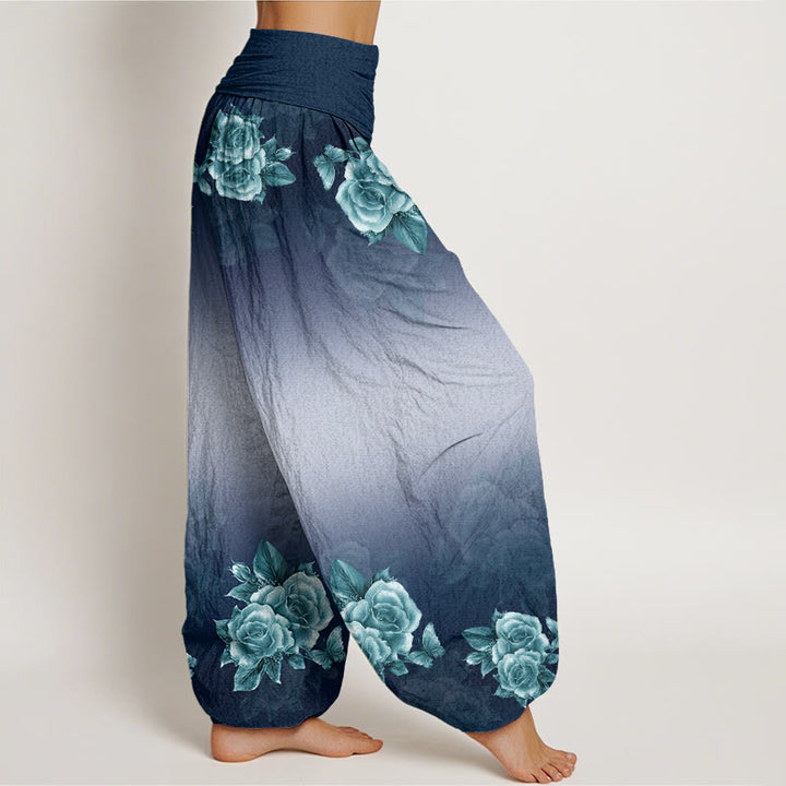 Pantaloni harem da donna con elastico in vita, motivo Buddha Stones e foglie - image 6