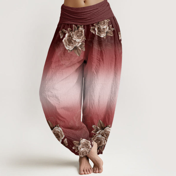 Pantaloni harem da donna con elastico in vita, motivo Buddha Stones e foglie - Mattoni refrattari - US22, UK/AU26, EU54 (6XL) - image 8