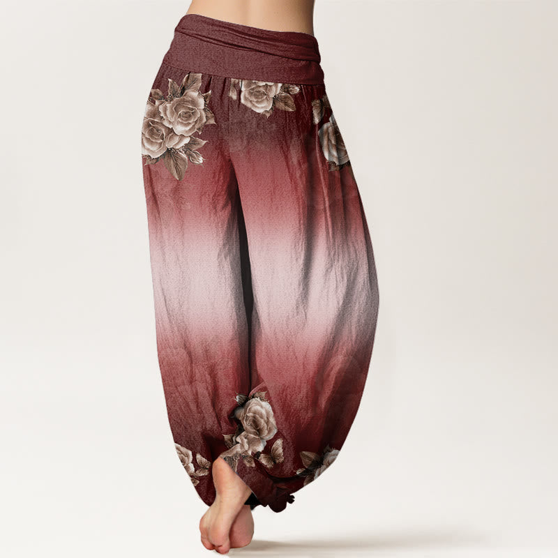 Pantaloni harem da donna con elastico in vita, motivo Buddha Stones e foglie - image 10