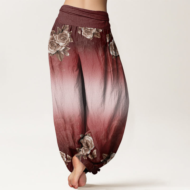 Pantaloni harem da donna con elastico in vita, motivo Buddha Stones e foglie - image 10