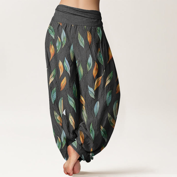 Pantaloni harem da donna con elastico in vita, casual, delicati e colorati, motivo a foglie, motivo Buddha Stones - image 10