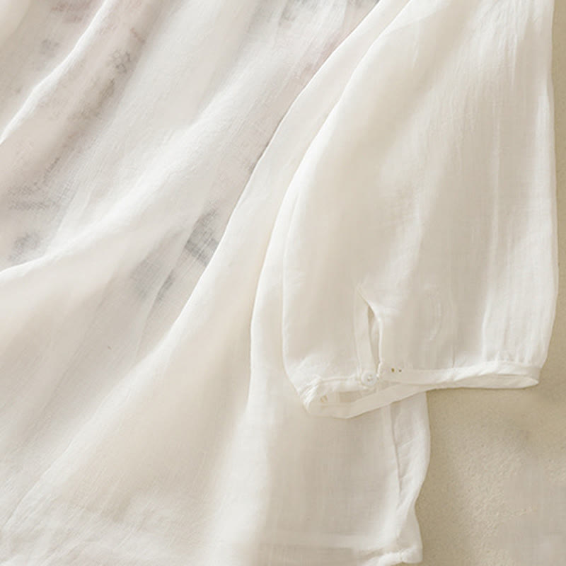 Camicia da donna a maniche a tre quarti con ricamo artistico e motivo a Buddha Stones. - image 19