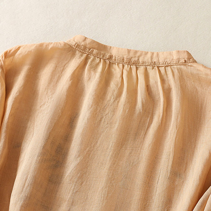 Camicia da donna a maniche a tre quarti con ricamo artistico e motivo a Buddha Stones. - image 3