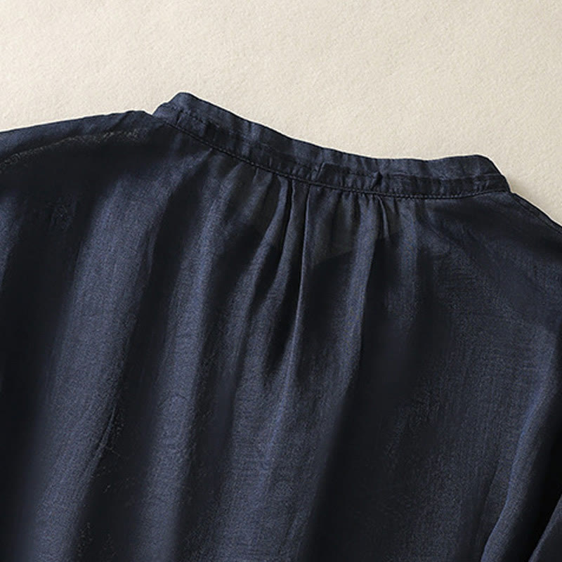 Camicia da donna a maniche a tre quarti con ricamo artistico e motivo a Buddha Stones. - image 10