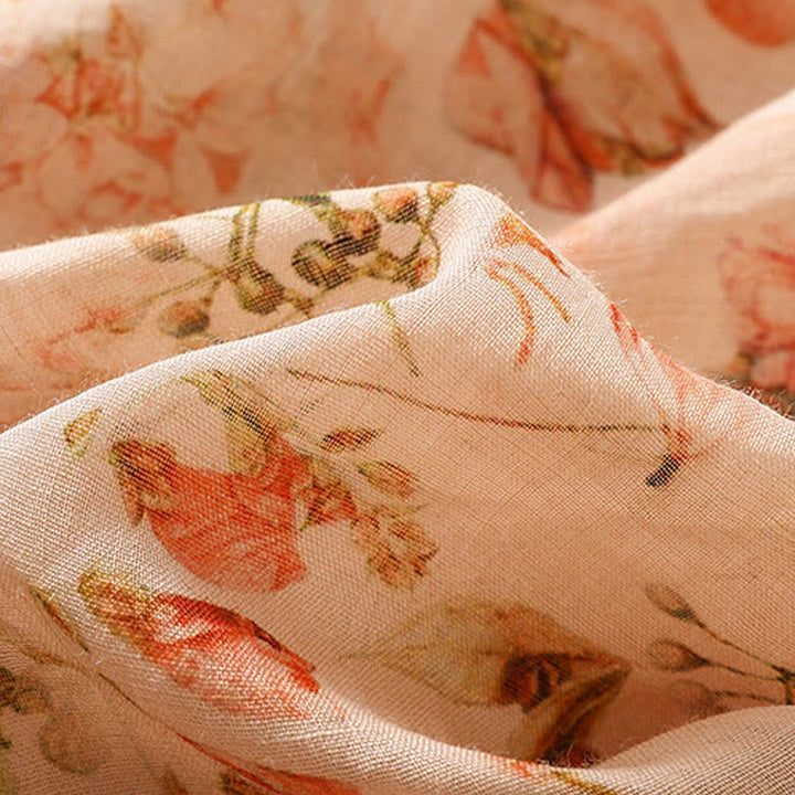 Camicia da donna in cotone e lino a maniche lunghe, con stampa estiva casual e bottoni a rana, motivo Buddha Stones - image 8