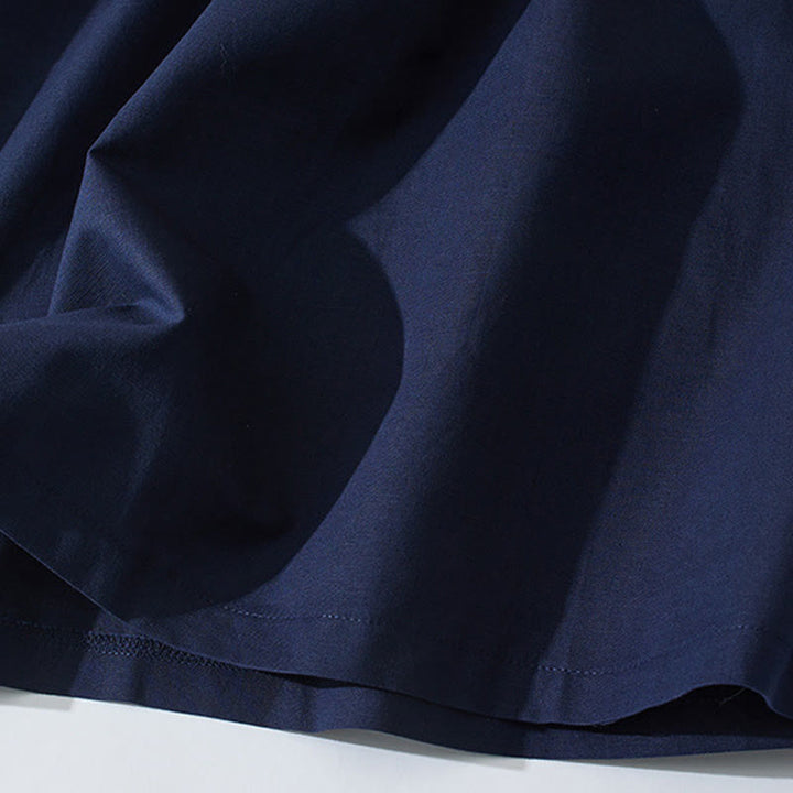 Abito midi in cotone a maniche corte con tasche, stile retrò estivo, in tinta unita con bottoni, motivo Buddha Stones - image 23