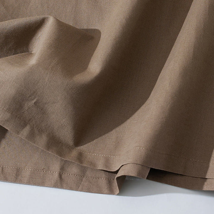 Abito midi in cotone a maniche corte con tasche, stile retrò estivo, in tinta unita con bottoni, motivo Buddha Stones - image 15