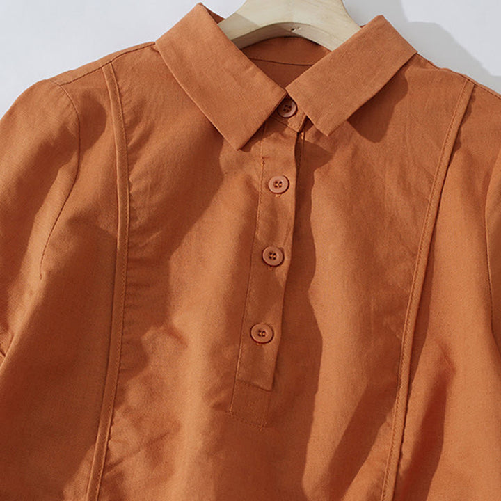 Abito midi in cotone a maniche corte con tasche, stile retrò estivo, in tinta unita con bottoni, motivo Buddha Stones - image 2