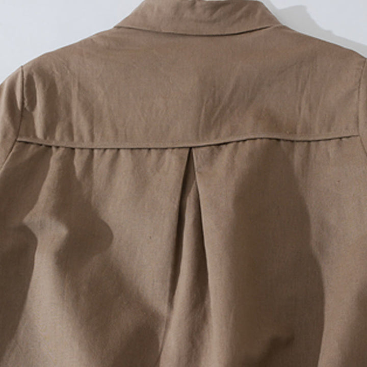 Abito midi in cotone a maniche corte con tasche, stile retrò estivo, in tinta unita con bottoni, motivo Buddha Stones - image 12