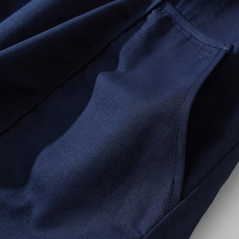 Abito midi in cotone a maniche corte con tasche, stile retrò estivo, in tinta unita con bottoni, motivo Buddha Stones - image 22