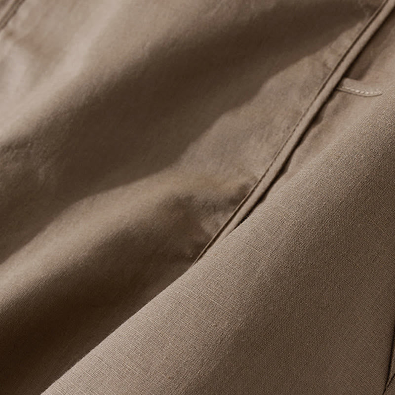 Abito midi in cotone a maniche corte con tasche, stile retrò estivo, in tinta unita con bottoni, motivo Buddha Stones - image 13